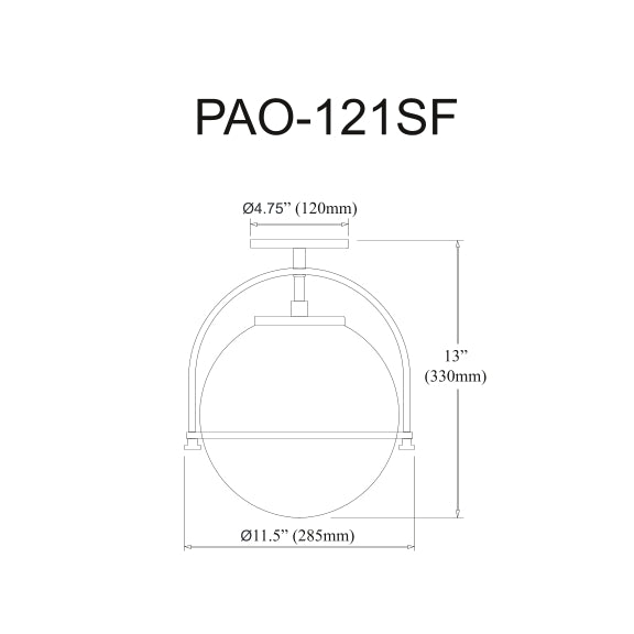 Paola 1 Light Incandescent Semi-Flush