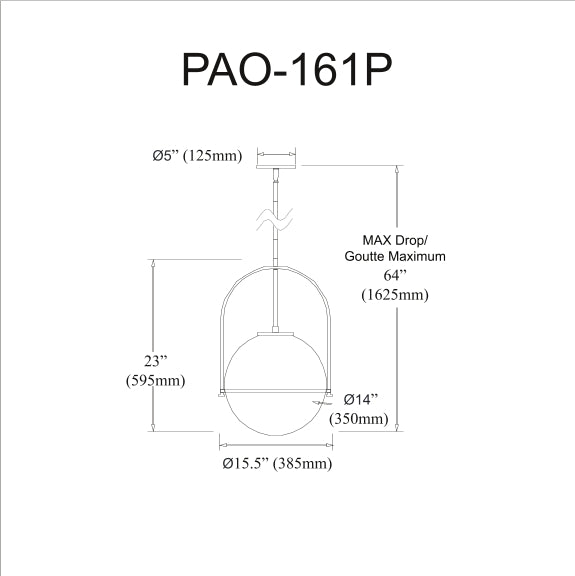 Paola 1 Light  15.5 inch Incandescent Pendant