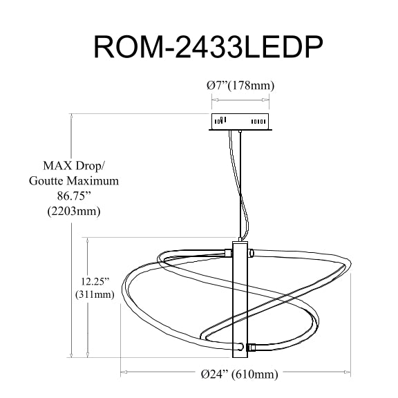 Romy 36W 24 inch Led Pendant