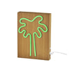 Wood Framed Neon Palm Tree Table/Wall Lamp