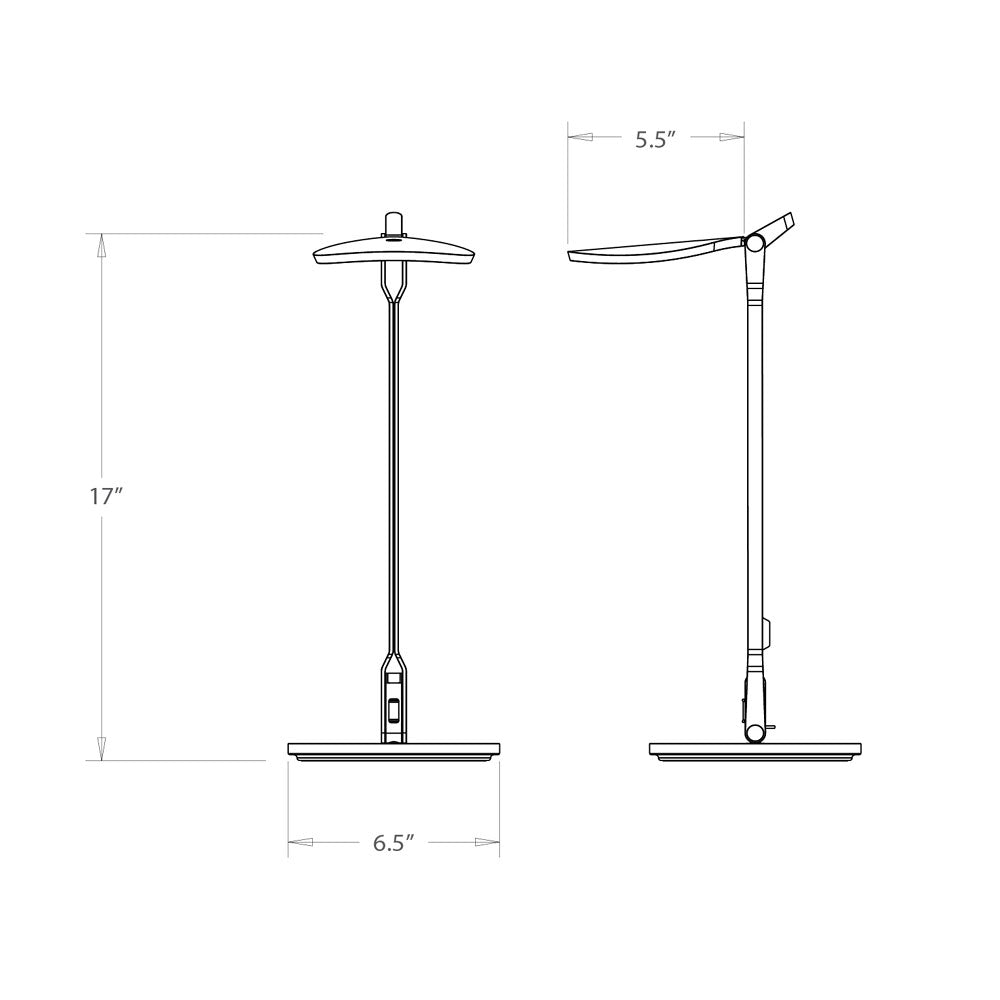 splitty led desk lamp technical drawing, dimensions, specifications, koncept lighting