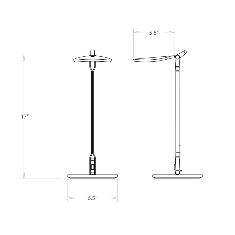 splitty led desk lamp technical drawing, dimensions, specifications, koncept lighting