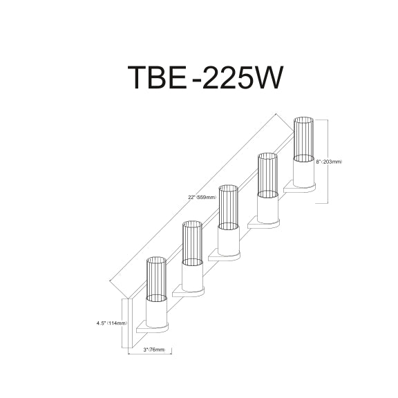 Tube 5 Light Incandescent Wall Mounted