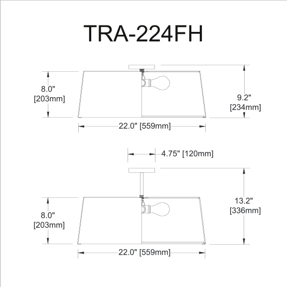 Trapezoid 4 Light Black Flush Mount