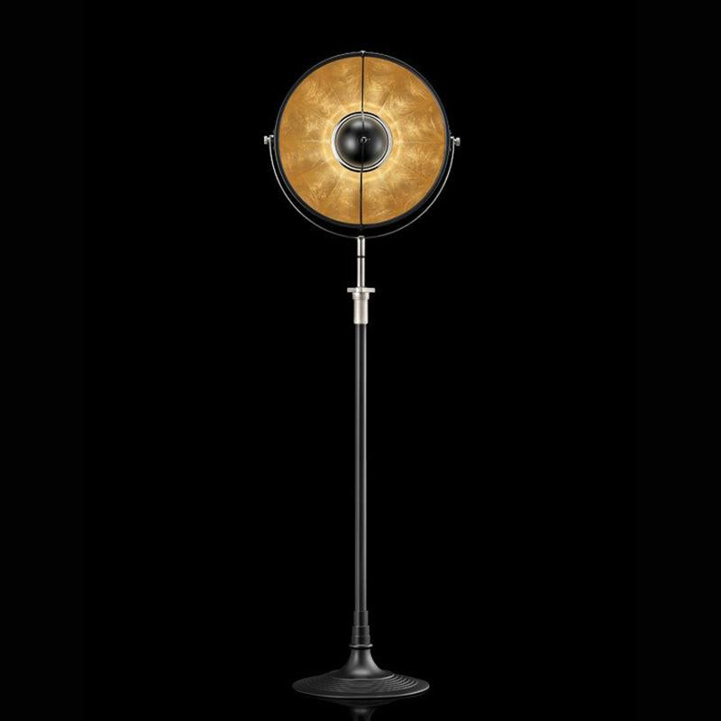 ATELIER41 floor lamp with black stand and gold leaf interior, venetia studium, fortuny lighting