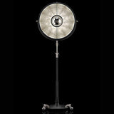 ATELIER63 floor lamp with black stand and silver leaf interior, venetia studium, fortuny lighting