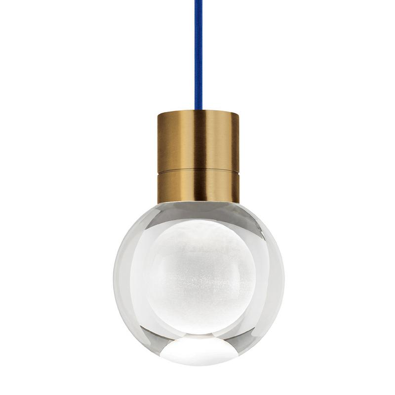 mina pendant in aged brass with blue cord from tech lighting