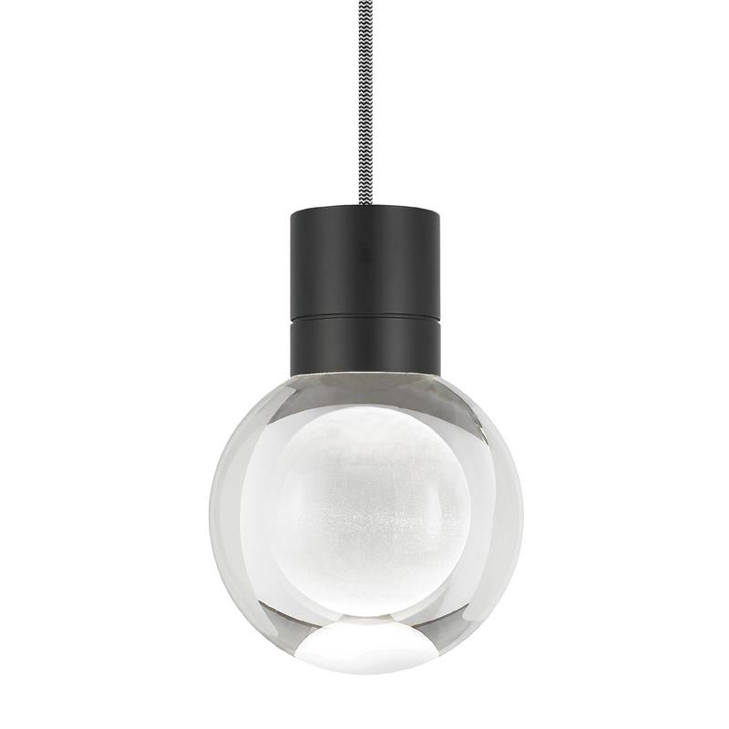mina pendant, black and white cord, black finish, tech lighting