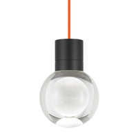 Mina pendant with orange cord in black finish from tech lighting