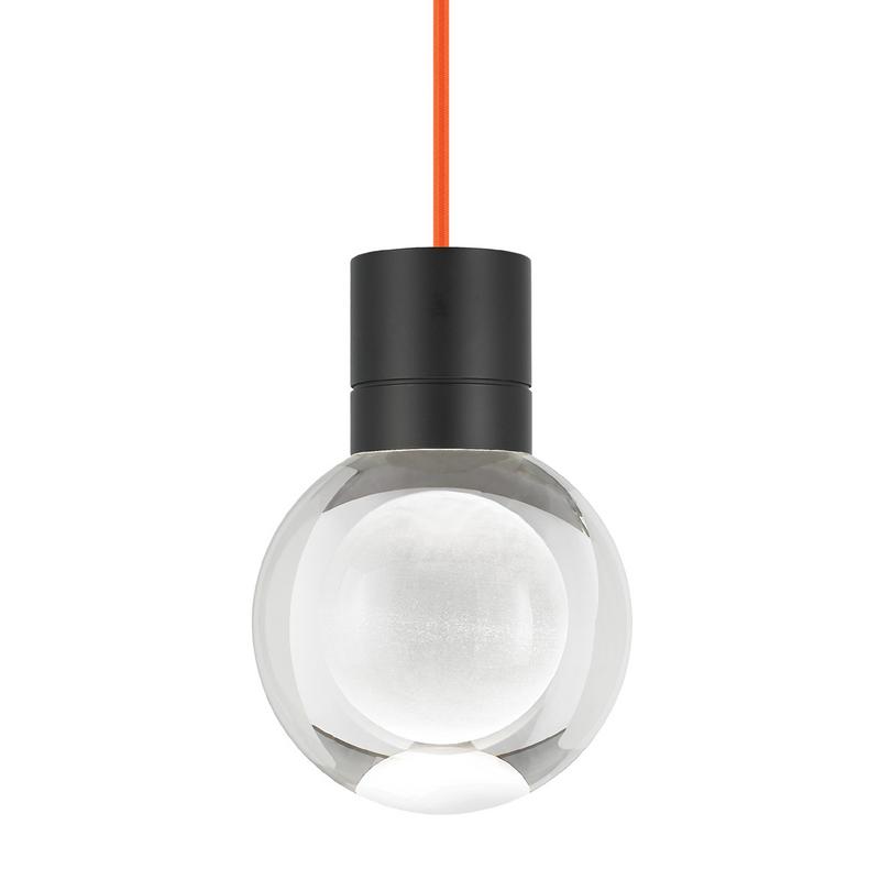 Mina pendant with orange cord in black finish from tech lighting