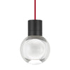 mina pendant with red cord and black finish from tech lighting