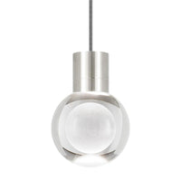 mina pendant with black and white cord in satin nickel finish, tech lighting