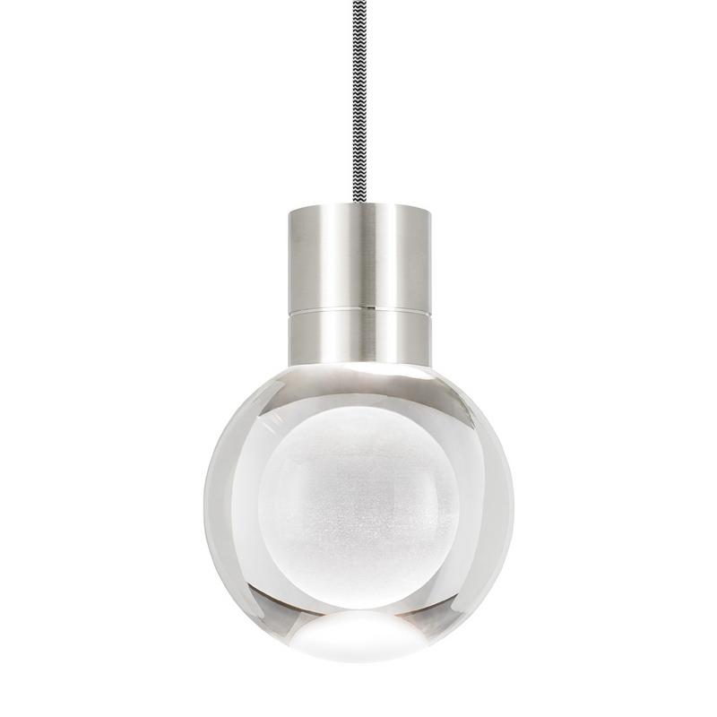 Mina pendant, satin nickel, black and white cord, tech lighting