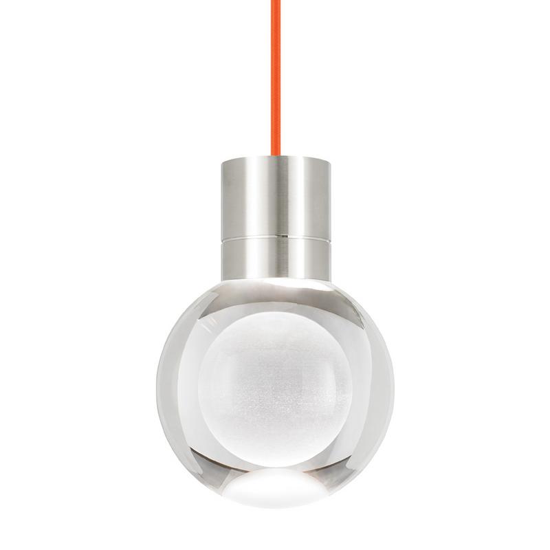 mina led pendant with orange cord in satin nickel from tech lighting