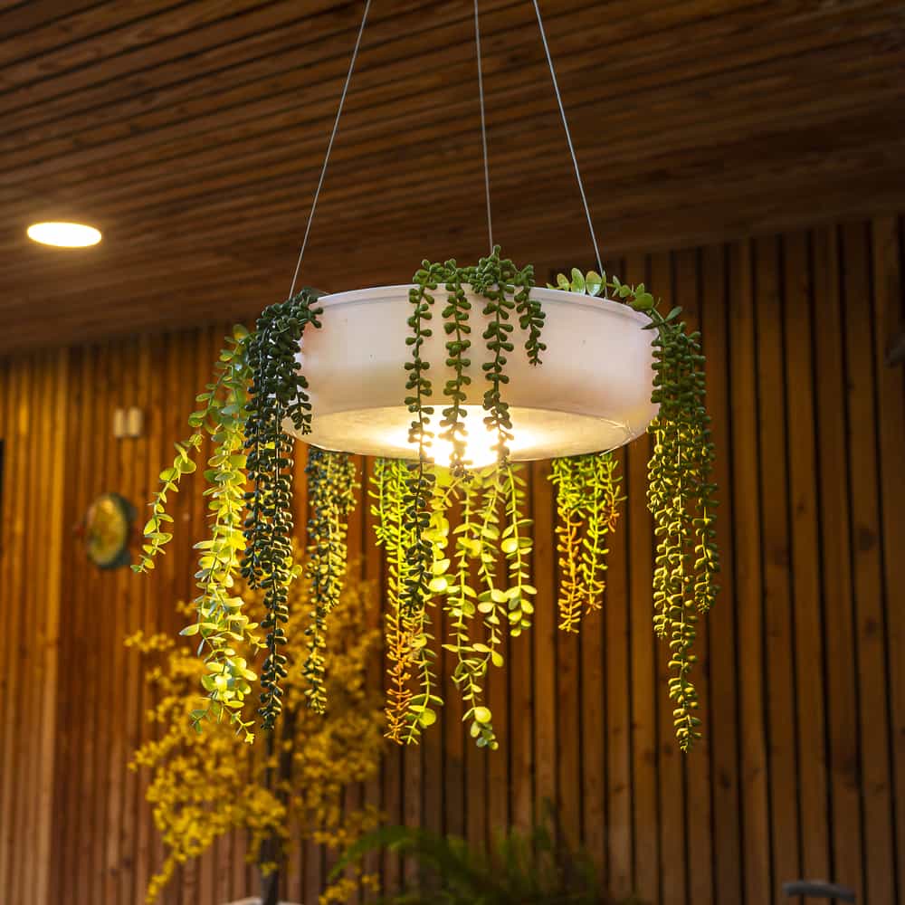 Enjoy effortless elegance with Newgarden's Elba, a durable, easy-to-install hanging planter with wireless lighting.